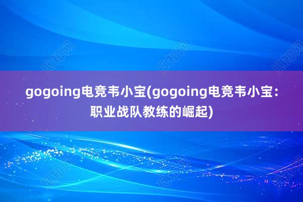 gogoing电竞韦小宝(gogoing电竞韦小宝：职业战队教练的崛起)