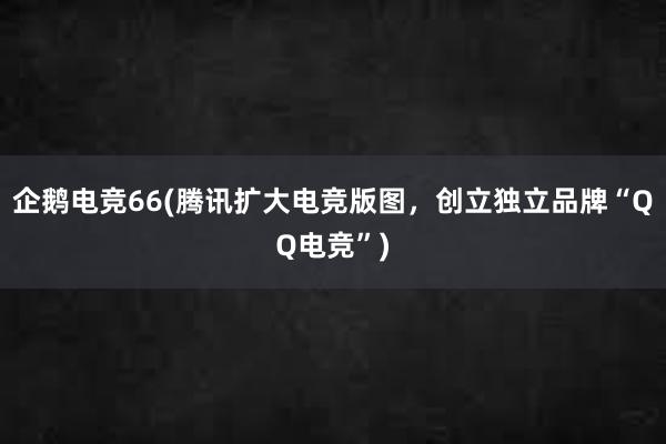 企鹅电竞66(腾讯扩大电竞版图，创立独立品牌“QQ电竞”)