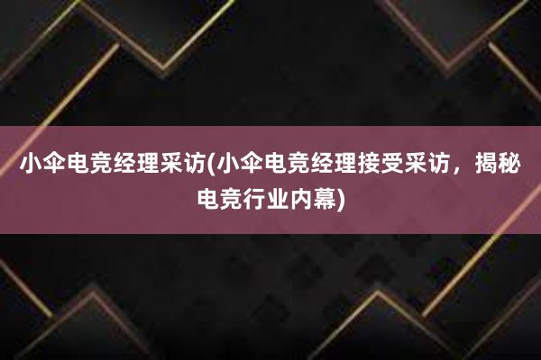 小伞电竞经理采访(小伞电竞经理接受采访，揭秘电竞行业内幕)