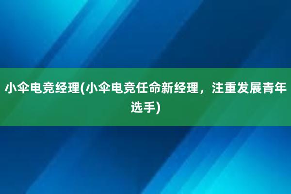 小伞电竞经理(小伞电竞任命新经理，注重发展青年选手)