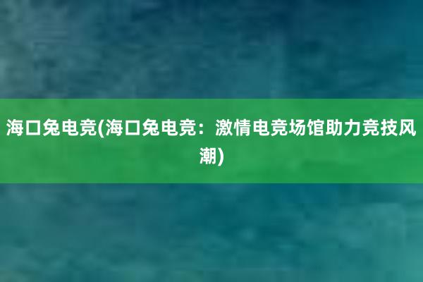 海口兔电竞(海口兔电竞：激情电竞场馆助力竞技风潮)