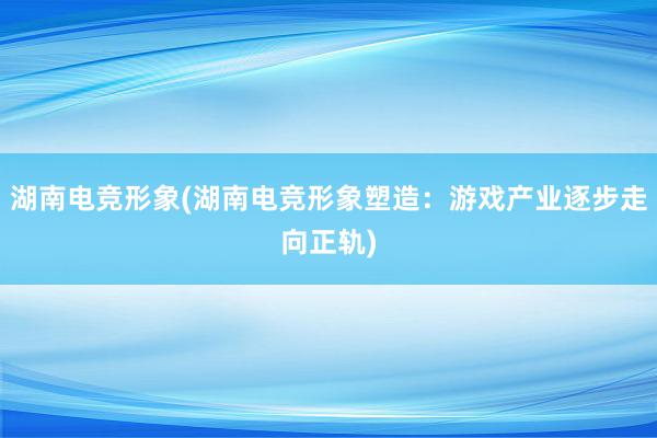 湖南电竞形象(湖南电竞形象塑造：游戏产业逐步走向正轨)