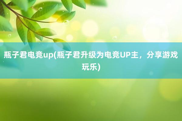 瓶子君电竞up(瓶子君升级为电竞UP主，分享游戏玩乐)