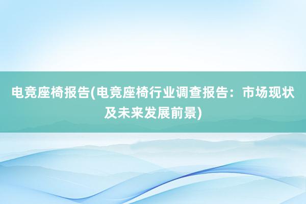 电竞座椅报告(电竞座椅行业调查报告：市场现状及未来发展前景)