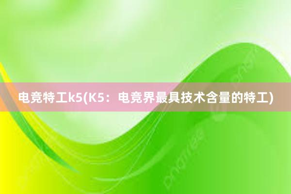 电竞特工k5(K5：电竞界最具技术含量的特工)