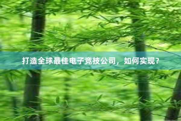 打造全球最佳电子竞技公司，如何实现？