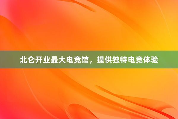 北仑开业最大电竞馆，提供独特电竞体验