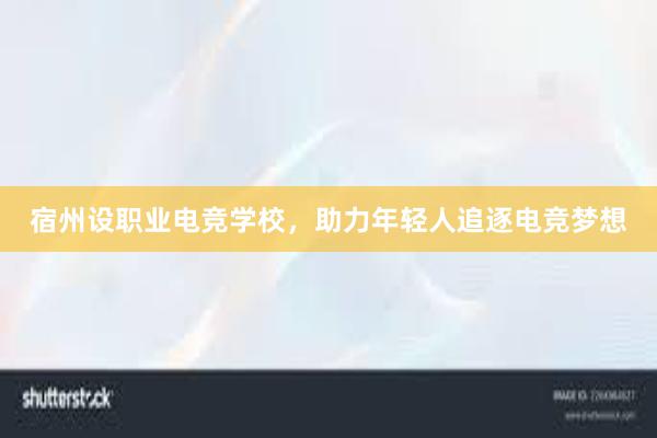 宿州设职业电竞学校，助力年轻人追逐电竞梦想