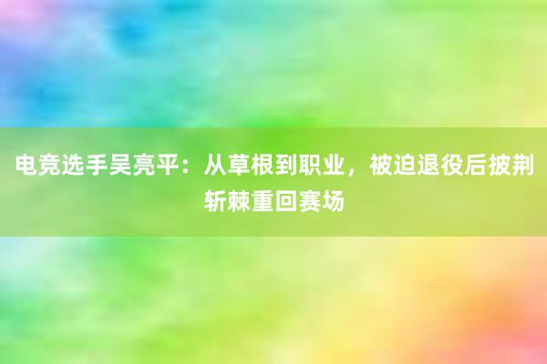 电竞选手吴亮平：从草根到职业，被迫退役后披荆斩棘重回赛场