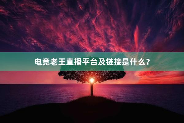 电竞老王直播平台及链接是什么？