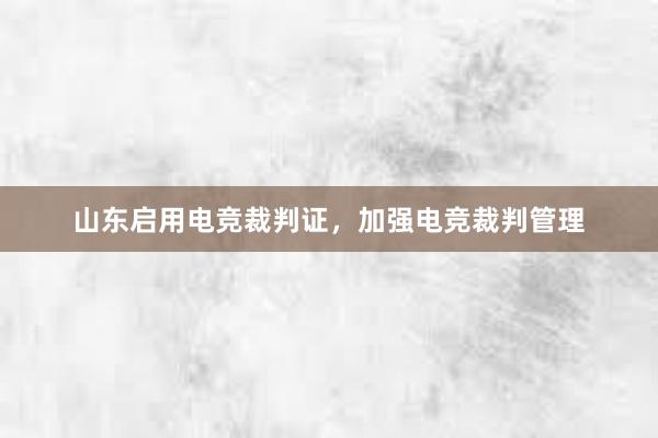 山东启用电竞裁判证，加强电竞裁判管理